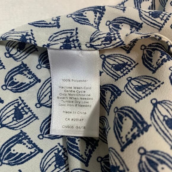 Talbots birds in cages pullover ruffle detail lightweight flowy shirt top blouse - Picture 7 of 10